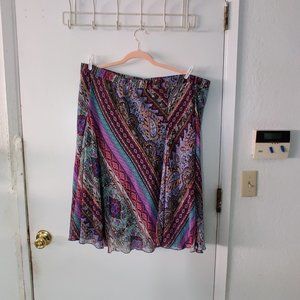 Multiprint Paisley Purple, Pink, and Brown Midi Skirt from Lane Bryant - 18/20